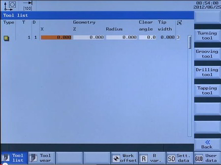 Sinumerik 808D Tool List
